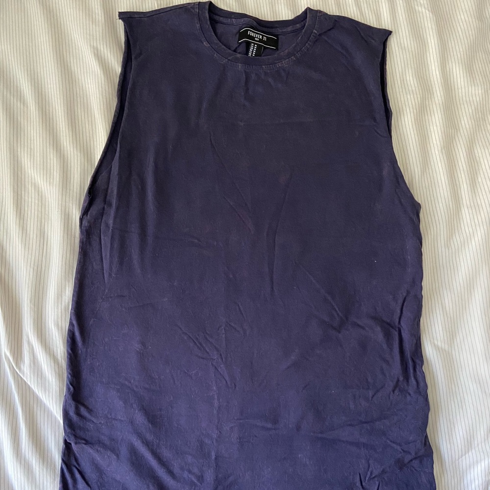 MENS FOREVER 21 NAVY ACID WASH MUSCLE TANK size Medium